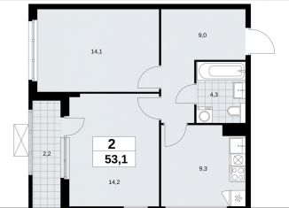 Продажа 2-комнатной квартиры, 53.1 м2, Москва, жилой комплекс Бунинские Кварталы, 7.3