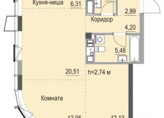 Квартира на продажу студия, 68.9 м2, Ижевск, улица Лихвинцева, 17, ЖК Республика