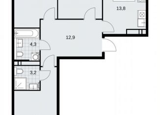 3-комнатная квартира на продажу, 72.9 м2, поселение Сосенское, жилой комплекс Прокшино, к11.2.3
