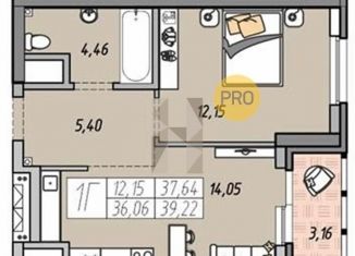 Продается 1-комнатная квартира, 37.6 м2, Екатеринбург, ЖК Московский Квартал