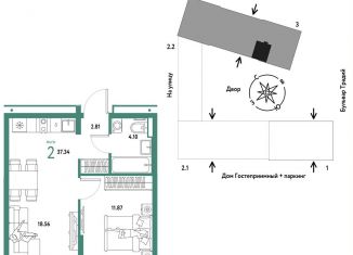 Продается двухкомнатная квартира, 37.3 м2, Тюмень, улица Новосёлов, 104, Калининский округ