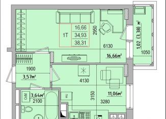 Продам 1-комнатную квартиру, 38.4 м2, Белгородская область