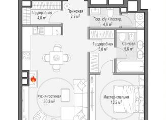 1-комнатная квартира на продажу, 67.6 м2, Москва, Электрический переулок, 1с14, Пресненский район
