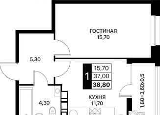 Продается однокомнатная квартира, 38.8 м2, Ростов-на-Дону