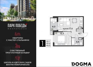 Однокомнатная квартира на продажу, 43 м2, Краснодар