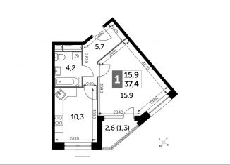 Продается 1-комнатная квартира, 38.5 м2, поселок Нагорное, улица Полковника Романова, 11