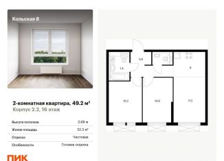 Продаю двухкомнатную квартиру, 49.2 м2, Москва, Бабушкинский район