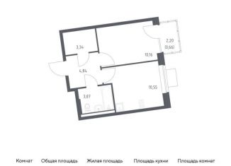 1-комнатная квартира на продажу, 33.4 м2, поселение Рязановское, жилой комплекс Подольские Кварталы, к2