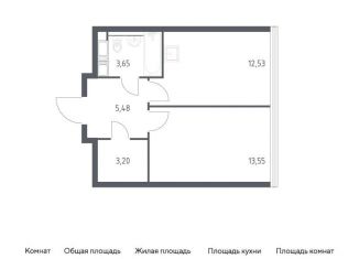 1-комнатная квартира на продажу, 38.4 м2, Москва, Октябрьская улица, 98, метро Рижская