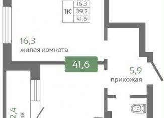 Однокомнатная квартира на продажу, 41.6 м2, Красноярск, Норильская улица