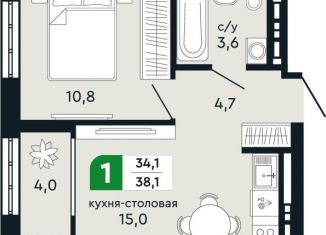 Продам 1-комнатную квартиру, 38.1 м2, Свердловская область, улица Бажова, 30А