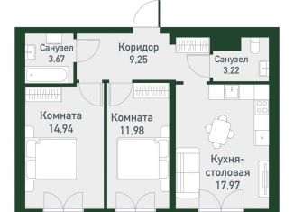 2-комнатная квартира на продажу, 61.4 м2, Свердловская область