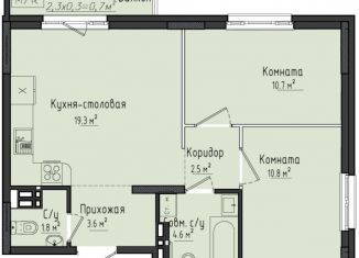 Продам 2-ком. квартиру, 52.7 м2, село Первомайский, ЖК Город Оружейников, жилой комплекс Город Оружейников, 20