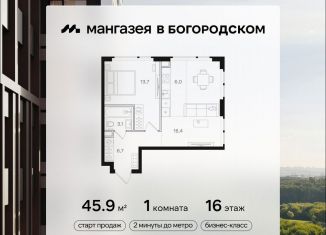 Продажа однокомнатной квартиры, 45.9 м2, Москва, станция Бульвар Рокоссовского, Открытое шоссе, вл9