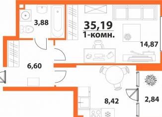 Продам 1-комнатную квартиру, 35.2 м2, Ульяновск, ЖК Аквамарин-2, 1, Засвияжский район