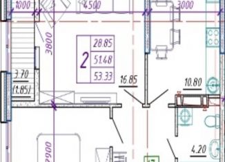 Продаю 2-комнатную квартиру, 53.3 м2, Ростов-на-Дону, улица Зорге, 11В