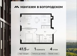 Продам 1-комнатную квартиру, 41.5 м2, Москва, станция Бульвар Рокоссовского, Открытое шоссе, вл9