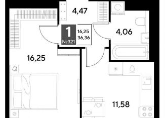 1-комнатная квартира на продажу, 36.4 м2, Калуга