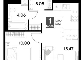 Продаю 1-ком. квартиру, 34.6 м2, Калуга, Ленинский округ