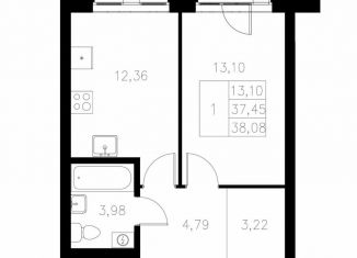 Продам 1-ком. квартиру, 38.1 м2, Казань, Адмиралтейская улица, 2