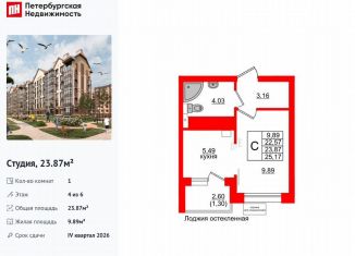 Продам квартиру студию, 23.9 м2, Калининградская область