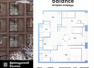 Продажа двухкомнатной квартиры, 51.2 м2, Москва, Рязанский район