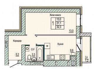 Продам 1-ком. квартиру, 32.3 м2, Волгоград