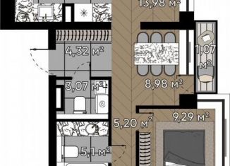 Трехкомнатная квартира на продажу, 97.1 м2, Москва, метро Щукинская, улица Берзарина, 37