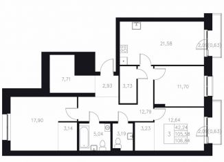 Продажа 3-ком. квартиры, 106.8 м2, Казань, Адмиралтейская улица, 2, Кировский район