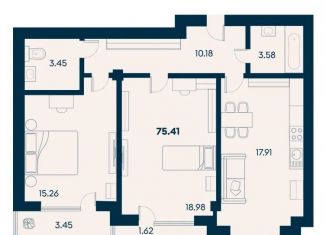 Продаю двухкомнатную квартиру, 46.7 м2, поселок городского типа Заозерное