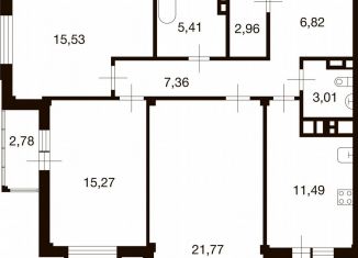 Трехкомнатная квартира на продажу, 89.4 м2, деревня Ивановское, улица Семёна Гордого, 3