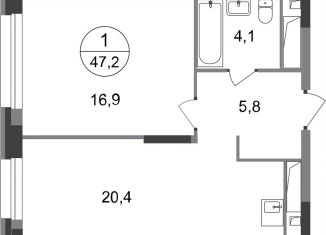 Продажа 1-комнатной квартиры, 47.2 м2, Московский