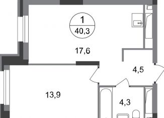 Однокомнатная квартира на продажу, 40.3 м2, Московский