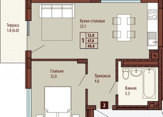 Продаю 1-комнатную квартиру, 48.8 м2, Светлогорск, Ольховая улица, 19к1