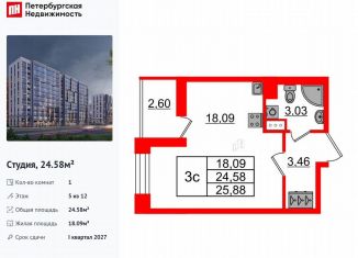 Продажа квартиры студии, 24.6 м2, Санкт-Петербург, Приморский район