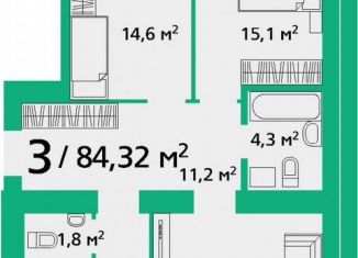 Продажа трехкомнатной квартиры, 84.3 м2, Красноярский край, улица Березина, 82Д