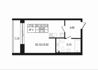 Продам квартиру студию, 30 м2, деревня Разбегаево