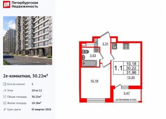 Продается 1-комнатная квартира, 30.2 м2, Санкт-Петербург, муниципальный округ Новоизмайловское