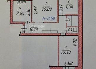 Продаю трехкомнатную квартиру, 62 м2, Чебоксары, Пролетарская улица, 3, Калининский район