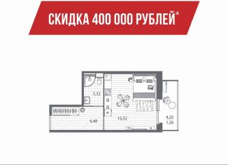 Продам квартиру студию, 25.3 м2, Санкт-Петербург, Приморский район, набережная реки Каменки, 13к3