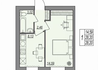 Продам 1-ком. квартиру, 28.2 м2, Волгоград