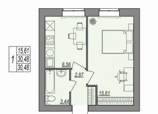 Продаю 1-ком. квартиру, 30.5 м2, Волгоградская область