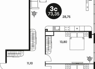 Продаю 3-комнатную квартиру, 73 м2, Ростов-на-Дону, Кировский район, Красноармейская улица, 254