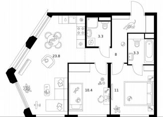 Продам 2-ком. квартиру, 59.8 м2, Москва, ЮАО, жилой комплекс Москворечье, 1.3