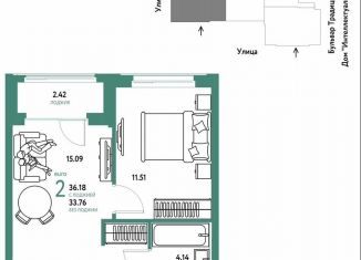 2-ком. квартира на продажу, 36.2 м2, Тюменская область, улица Восстания