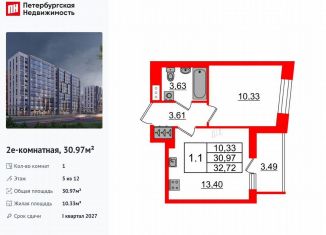 Продается однокомнатная квартира, 31 м2, Санкт-Петербург, муниципальный округ Коломяги