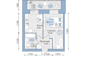 Продается однокомнатная квартира, 37.2 м2, Туймазы, улица 70 лет Октября, 13В