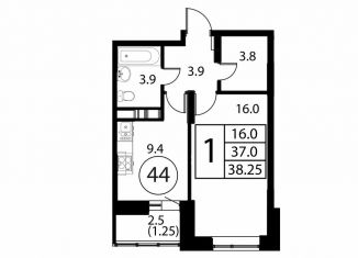 Продам 1-комнатную квартиру, 38.3 м2, Домодедово