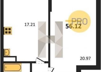 Продам однокомнатную квартиру, 56.1 м2, Воронеж, Московский проспект, 132