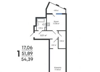 Однокомнатная квартира на продажу, 54.4 м2, Воронеж, Левобережный район